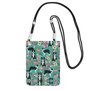 WYCZHY Border Collie Florals Printing Travel Cell Phone Pouch Crossbody Bag With Shoulder Strap For Phone,Walking Passport,Wallet