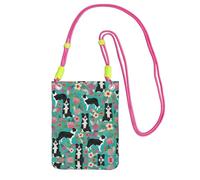 WYCZHY Border Collie Florals Printing Travel Cell Phone Pouch Crossbody Bag With Shoulder Strap For Phone,Walking Passport,Wallet