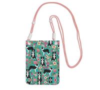 WYCZHY Border Collie Florals Printing Travel Cell Phone Pouch Crossbody Bag With Shoulder Strap For Phone,Walking Passport,Wallet