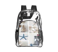 WYCZHY Bottle Seashell Starfish Lighthouse Printed Heavy Duty Clear Bookbag, Reinforced See Through Bag for Beach Outdoor Sports Travel