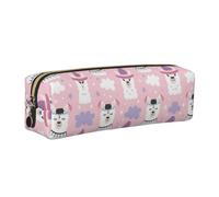 WYCZHY Cartoon Llama Alpaca Printing Students Leather Pencil Pouch Markers Holder Big Capacity Bag for School for Stationery Tool