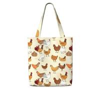 WYCZHY Chicken Pattern Print Large Reusable Heavy Duty Tote Bag Pack Available Premium Canvas Reusable Gift Bags Work Shopping
