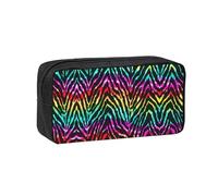 WYCZHY Colorful Rainbow Zebra Printed Big Capacity Pencil Pouch, Lightweight Fabric Pen Bag, Organizer for Adult College