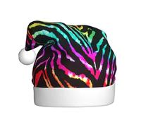WYCZHY Colorful Rainbow Zebra Printing Santa Hat Christmas Xmas Party Red Cap For Adult Women Men Accessory With Winter Caps