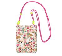 WYCZHY Corgi Floral Flowers Spring Garden Printing Travel Cell Phone Pouch Crossbody Bag With Shoulder Strap For Phone,Walking Passport,Wallet