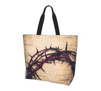 WYCZHY Crown Of Thorns Printed Large Tote Handbag For Women, Reusable Shoulder Bags With Pocket, For Shopping, Work, Gym