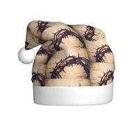 WYCZHY Crown Of Thorns Printing Santa Hat Christmas Xmas Party Red Cap For Adult Women Men Accessory With Winter Caps