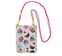 WYCZHY Cupcake Pattern Printing Travel Cell Phone Pouch Crossbody Bag With Shoulder Strap For Phone,Walking Passport,Wallet
