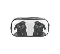 WYCZHY Cute Black Pug Dog Printed Transparent Pencil Pouch, Heavy Duty PVC Zipper Bag, Sturdy Organizer for Markers