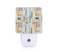 WYCZHY Cute Fox Bear Bird Tree Led Night Lights Plug Into Wall Dusk to Dawn Sensor Nightlights for Room Decor Smart Home