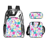 WYCZHY Cute Nurse Printed Transparent Bookbag Set, 3Pcs Reinforced Strap School Bag, with Lunch Bag and Pouch