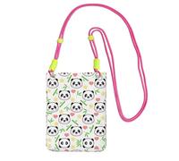 WYCZHY Cute Panda Bamboo Star Printing Travel Cell Phone Pouch Crossbody Bag With Shoulder Strap For Phone,Walking Passport,Wallet