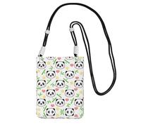 WYCZHY Cute Panda Bamboo Star Printing Travel Cell Phone Pouch Crossbody Bag With Shoulder Strap For Phone,Walking Passport,Wallet