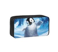 WYCZHY Cute Penguins Taking Pictures Printed Big Capacity Pencil Pouch, Lightweight Fabric Pen Bag, Organizer for Adult College