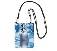 WYCZHY Cute Penguins Taking Pictures Printing Travel Cell Phone Pouch Crossbody Bag With Shoulder Strap For Phone,Walking Passport,Wallet