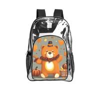 WYCZHY Dancing thanksgiving bears Printed Heavy Duty Clear Bookbag, Reinforced See Through Bag for Beach Outdoor Sports Travel