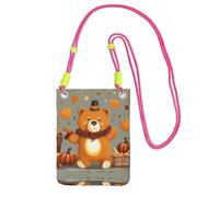 WYCZHY Dancing Thanksgiving Bears Printing Travel Cell Phone Pouch Crossbody Bag With Shoulder Strap For Phone,Walking Passport,Wallet