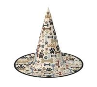 WYCZHY Dog Bones Paw Printing 13 Inches Tall Foldable Halloween Hat, Oxford Cloth Halloween Cap For Carnivals