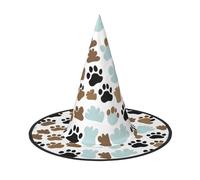 WYCZHY Dog Bones Paw Prints Printing 13 Inches Tall Foldable Halloween Hat, Oxford Cloth Halloween Cap For Carnivals
