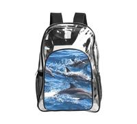 WYCZHY Dolphins in the sea Printed Heavy Duty Clear Bookbag, Reinforced See Through Bag for Beach Outdoor Sports Travel