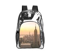 WYCZHY Empire State Building Printed Heavy Duty Clear Bookbag, Reinforced See Through Bag for Beach Outdoor Sports Travel