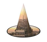 WYCZHY Empire State Building Printing 13 Inches Tall Foldable Halloween Hat, Oxford Cloth Halloween Cap For Carnivals