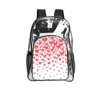 WYCZHY Falling Red Hearts Printed Heavy Duty Clear Bookbag, Reinforced See Through Bag for Beach Outdoor Sports Travel