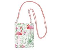 WYCZHY Floral Flamingo Botany Printing Travel Cell Phone Pouch Crossbody Bag With Shoulder Strap For Phone,Walking Passport,Wallet