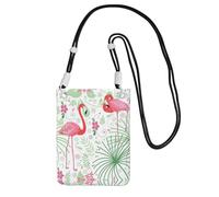 WYCZHY Floral Flamingo Botany Printing Travel Cell Phone Pouch Crossbody Bag With Shoulder Strap For Phone,Walking Passport,Wallet
