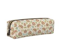 WYCZHY Floral Hedgehogs Printing Students Leather Pencil Pouch Markers Holder Big Capacity Bag for School for Stationery Tool