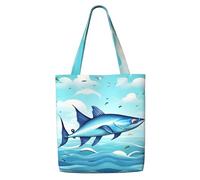 WYCZHY Flying Fish In The Oceans Print Large Reusable Heavy Duty Tote Bag Pack Available Premium Canvas Reusable Gift Bags Work Shopping