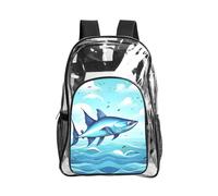 WYCZHY flying fish in the oceans Printed Heavy Duty Clear Bookbag, Reinforced See Through Bag for Beach Outdoor Sports Travel