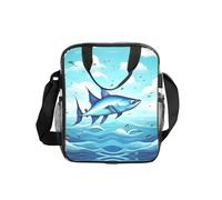 WYCZHY Flying Fish in the Oceans Printed See Through Lunch Bag, Clear PVC Tote with Mesh Pockets and Adjustable Strap for Work