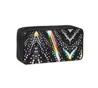 WYCZHY Glitter Rainbow Polka Dot Stripe Black and White Printed Big Capacity Pencil Pouch, Lightweight Fabric Pen Bag, Organizer for Adult College