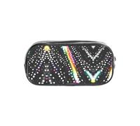 WYCZHY Glitter Rainbow Polka Dot Stripe Black and White Printed Transparent Pencil Pouch, Heavy Duty PVC Zipper Bag, Sturdy Organizer for Markers