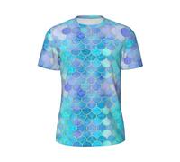 WYCZHY Gold Mermaid Scale Men's Short Sleeve T-Shirt Lightweight Running Workout Athletic Gym Shirts for Training