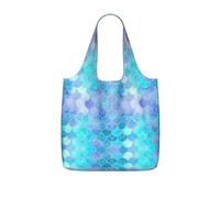 WYCZHY Gold Mermaid Scale Printed Reusable Tote Bag Foldable, Large Capacity Shopping Bag for Daily Use and Commuting