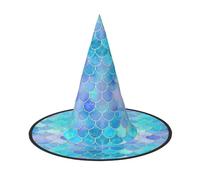 WYCZHY Gold Mermaid Scale Printing 13 Inches Tall Foldable Halloween Hat, Oxford Cloth Halloween Cap For Carnivals