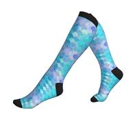 WYCZHY Gold Mermaid Scale Printing Compression Socks 15-20mmhg - Supports Legs. For Office Workers,Socks For Sports,Support Socks