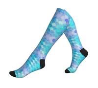 WYCZHY Gold Mermaid Scale Printing Compression Socks 15-20mmhg - Supports Legs. For Office Workers,Socks For Sports,Support Socks