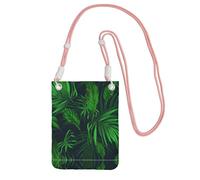 WYCZHY Green Tropical Plant Printing Travel Cell Phone Pouch Crossbody Bag With Shoulder Strap For Phone,Walking Passport,Wallet