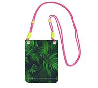 WYCZHY Green Tropical Plant Printing Travel Cell Phone Pouch Crossbody Bag With Shoulder Strap For Phone,Walking Passport,Wallet