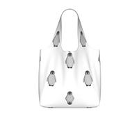 WYCZHY Grey penguin Printed Reusable Tote Bag Foldable, Large Capacity Shopping Bag for Daily Use and Commuting