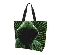 WYCZHY Hacker Attack Printed Large Tote Handbag For Women, Reusable Shoulder Bags With Pocket, For Shopping, Work, Gym