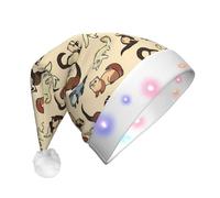 WYCZHY Hairy Ferret Led Christmas Hat Luminous Santa 3 Flashing Modes For Holiday Halloween