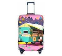 WYCZHY Happy Camper Trailer Printing Large Suitcase Cover, Elastic Suitcase Cover with Zipper, Protects Luggage During Travel