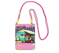 WYCZHY Happy Camper Trailer Printing Travel Cell Phone Pouch Crossbody Bag With Shoulder Strap For Phone,Walking Passport,Wallet