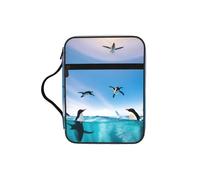 WYCZHY Happy Penguin in the Water Waterproof Bible Carrying Case with Smooth Zippers Large Capacity Storage Bag for Bible Study Supplies
