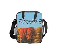 WYCZHY Hunting Flying Wild Ducks and Tree Printed See Through Lunch Bag, Clear PVC Tote with Mesh Pockets and Adjustable Strap for Work