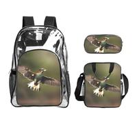 WYCZHY Hunting Flying-Wild Printed Transparent Bookbag Set, 3Pcs Reinforced Strap School Bag, with Lunch Bag and Pouch